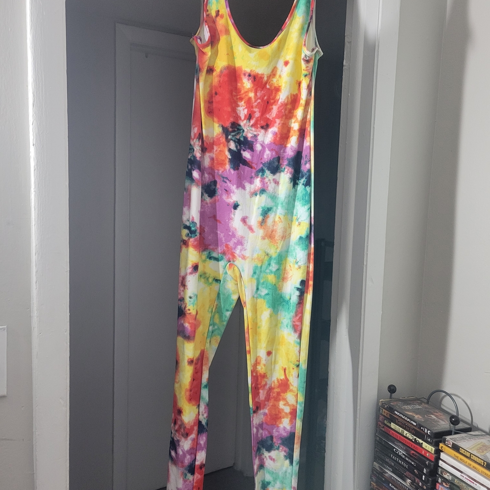 Derek Heart Colorful Tie-Dye Jumpsuit